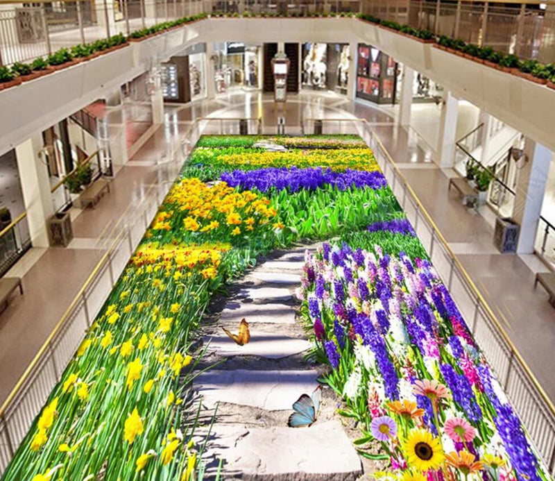 3D Flower World 057 Floor Mural  Self-Adhesive Sticker Bathroom Non-slip Waterproof Flooring Murals