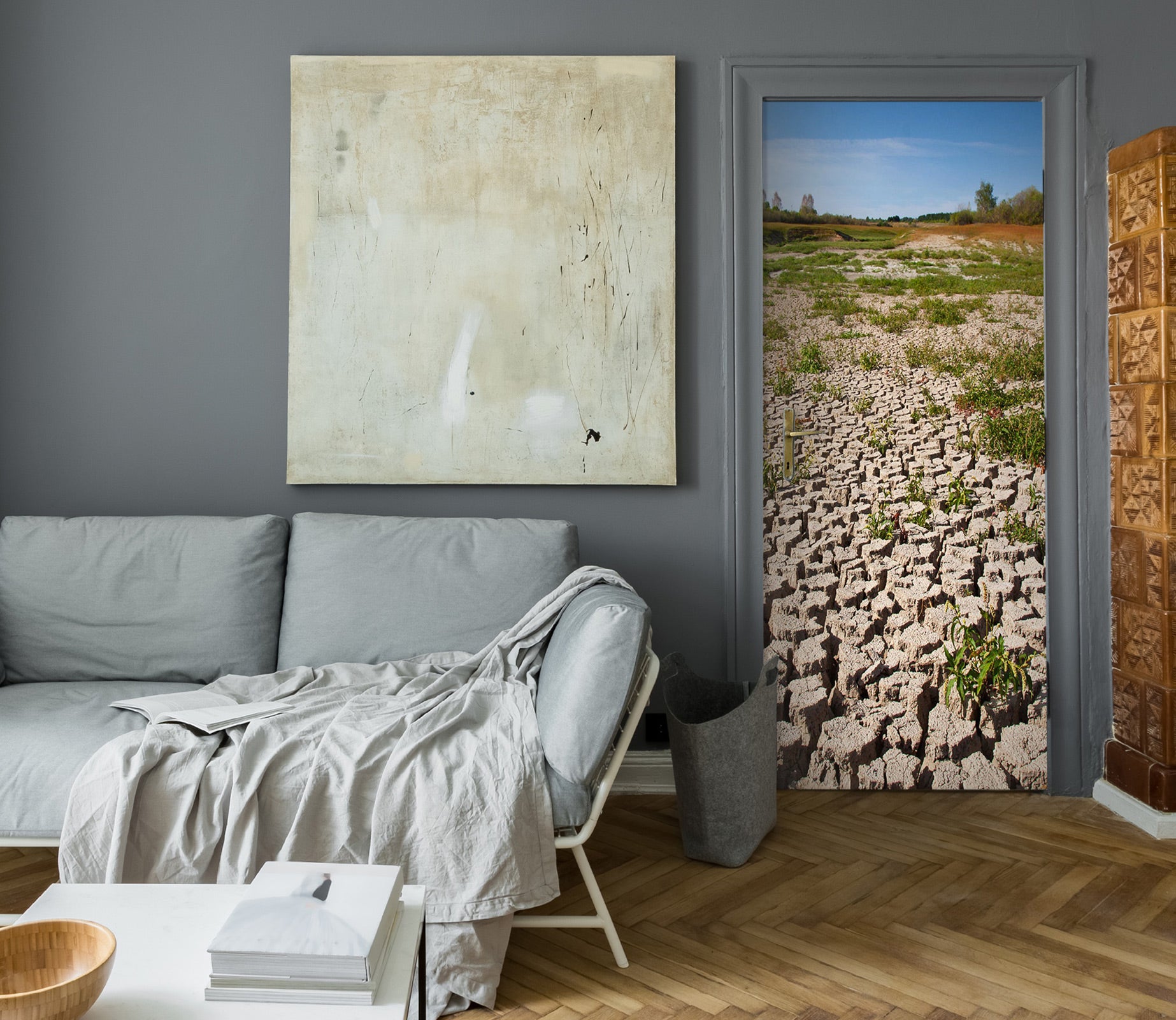 3D Land Grass 089 Door Mural