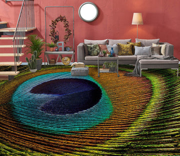 3D HD Peacock Feather 1491 Floor Mural  Wallpaper Murals Self-Adhesive Removable Print Epoxy