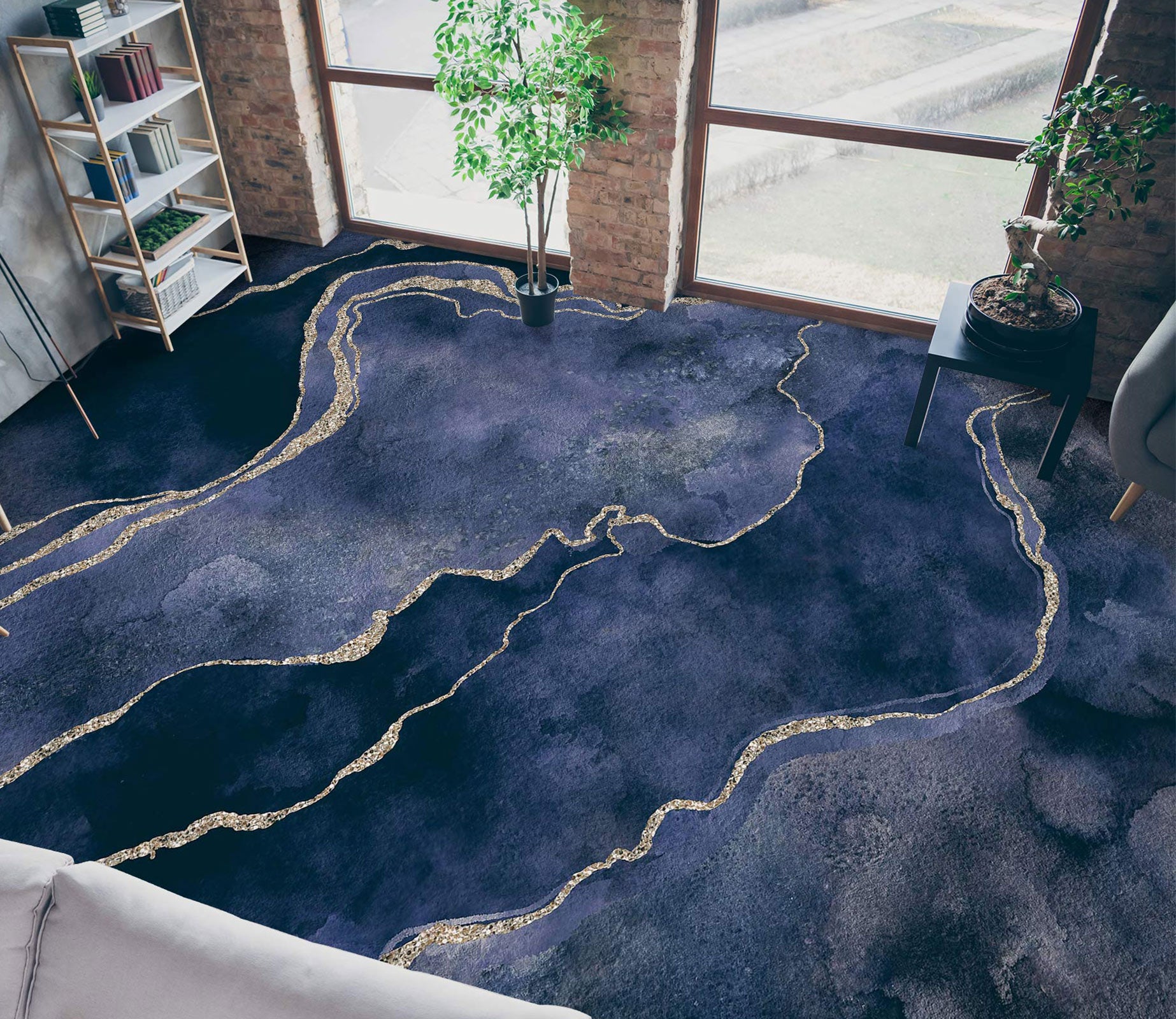 3D Blue Pattern Phnom Penh 102131 Andrea Haase Floor Mural  Wallpaper Murals Self-Adhesive Removable Print Epoxy