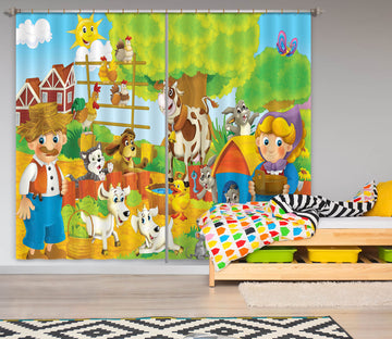 3D Cow Farm 712 Curtains Drapes