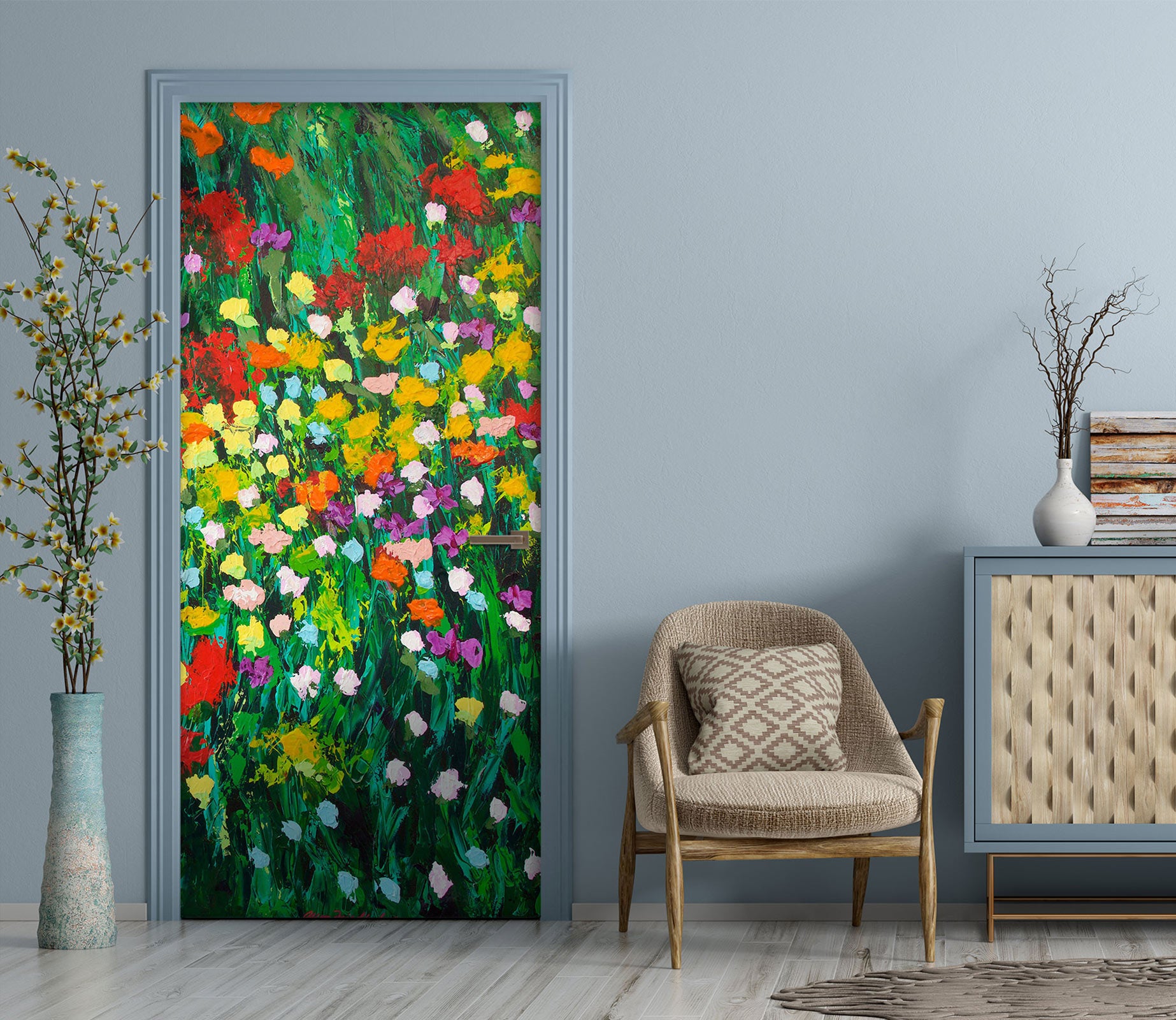 3D Colorful Flowers Clump 9296 Allan P. Friedlander Door Mural