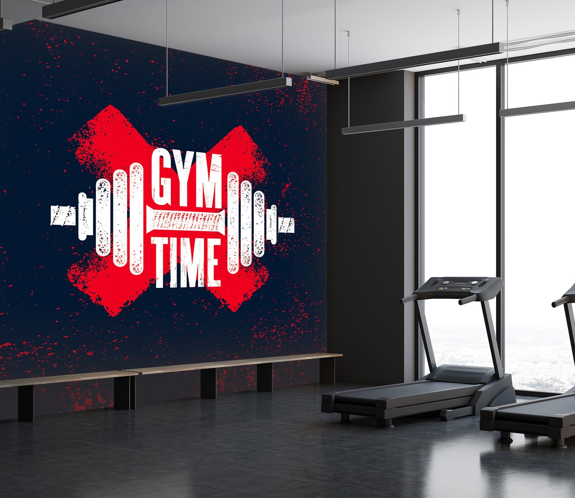 3D Dumbbell Time 100 Wall Murals Wallpaper AJ Wallpaper 2 