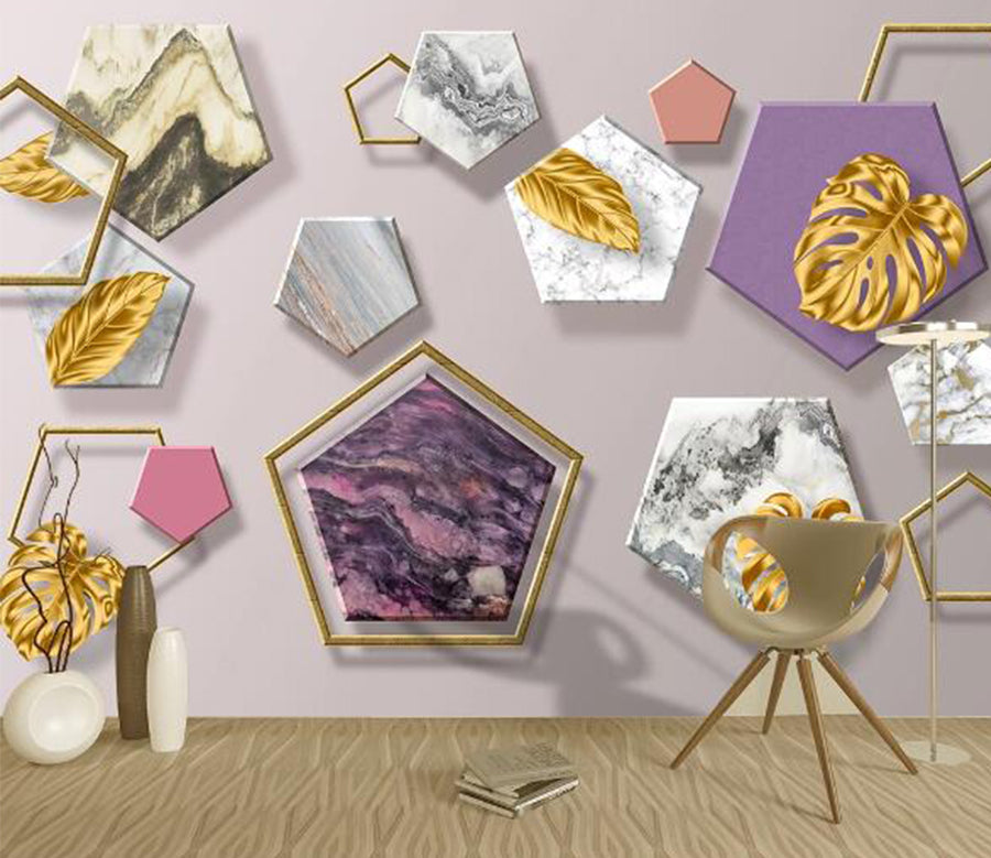 3D Leaf Brick WC1874 Wall Murals