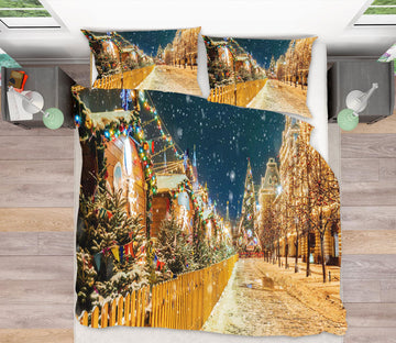3D Street Snow 52157 Christmas Quilt Duvet Cover Xmas Bed Pillowcases