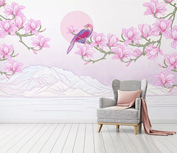 3D Pink Flower Bird WC1863 Wall Murals