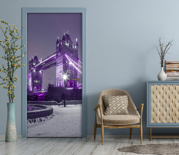 3D Purple Light Bridge 10743 Assaf Frank Door Mural