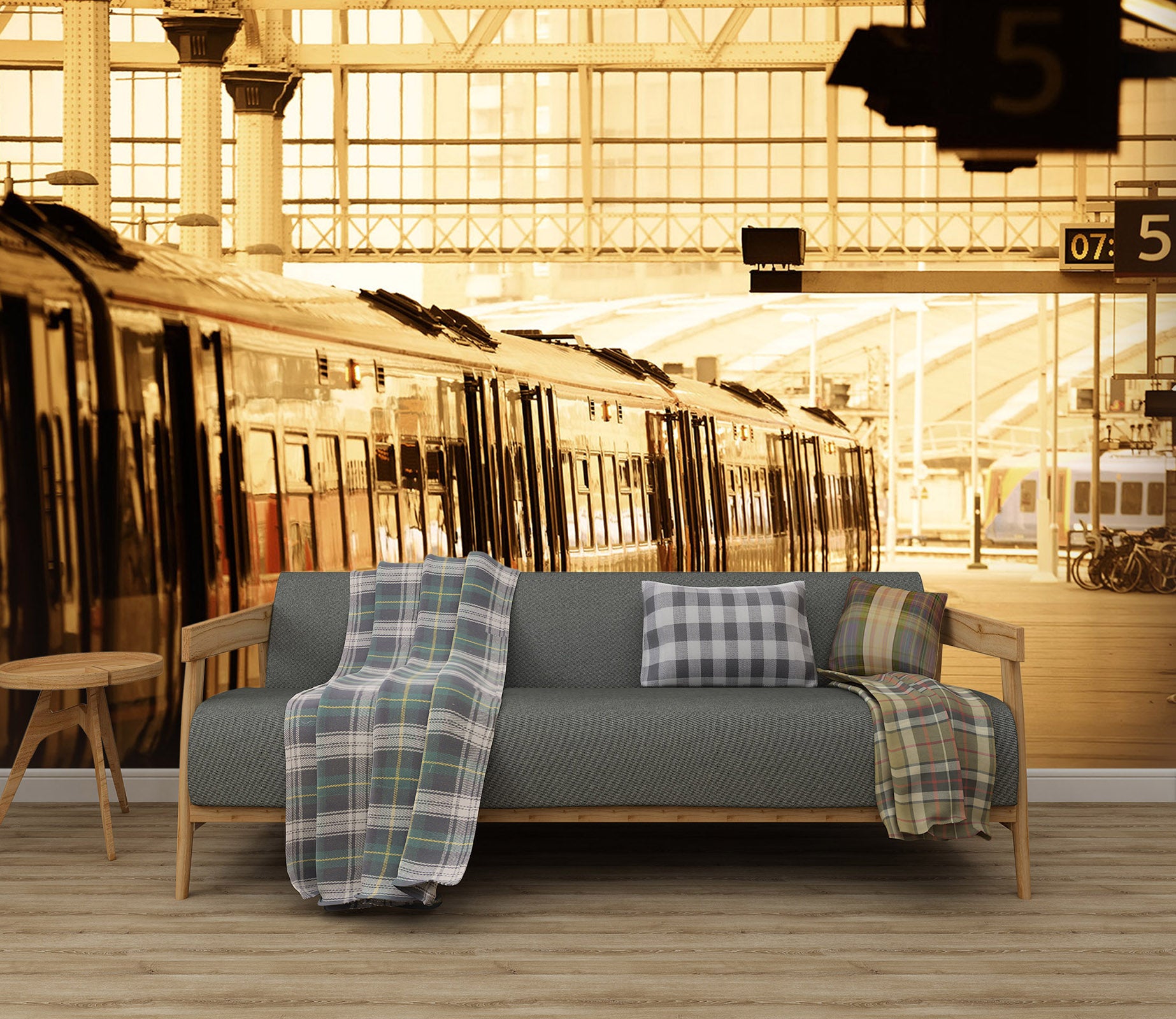 3D Sunset Train Station 028 Vehicle Wall Murals