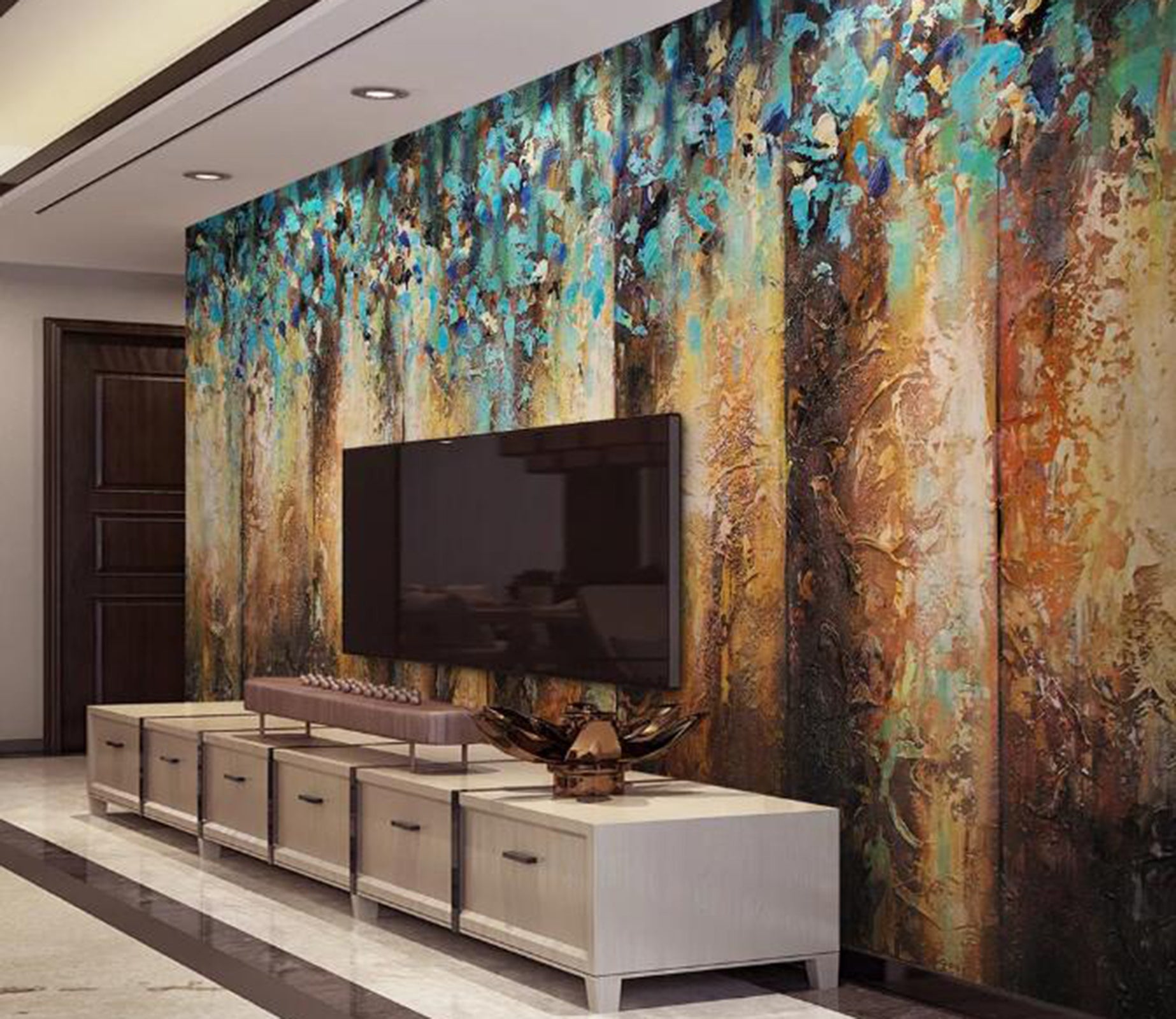 3D Blue Leaves WG60 Wall Murals Wallpaper AJ Wallpaper 2 