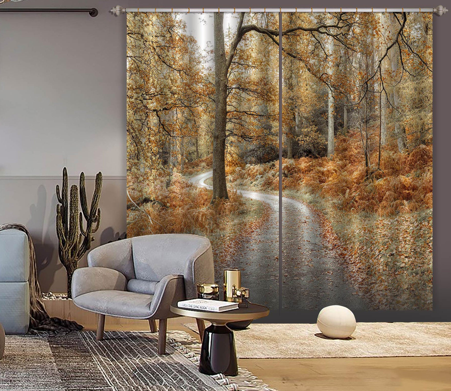 3D Deciduous Road 068 Assaf Frank Curtain Curtains Drapes