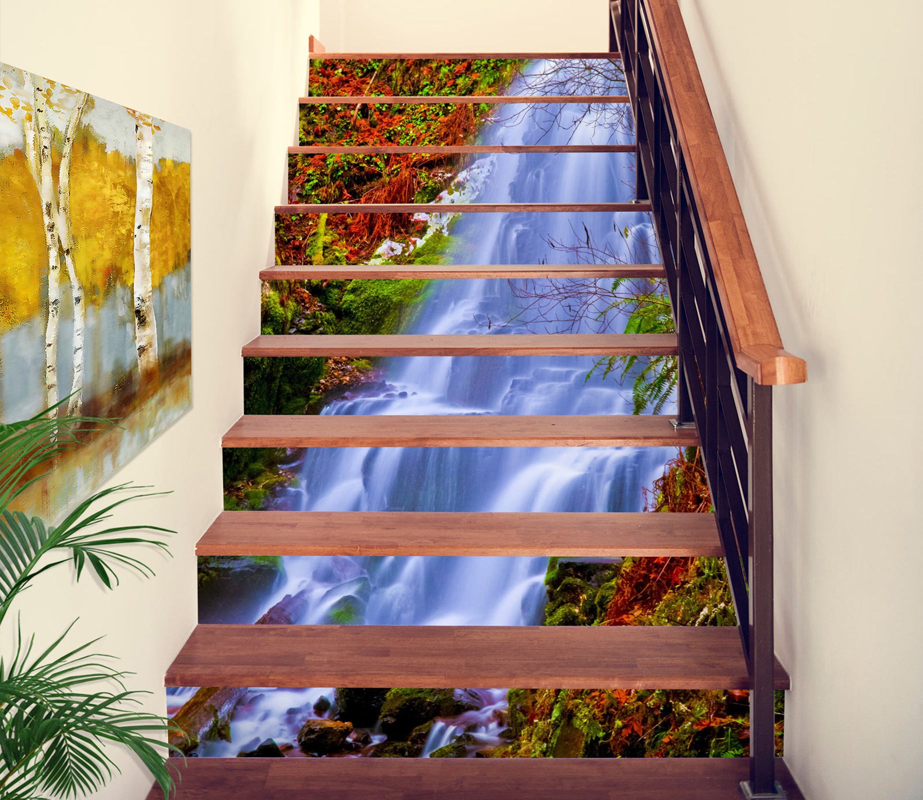 3D Picturesque Waterfall 200 Stair Risers