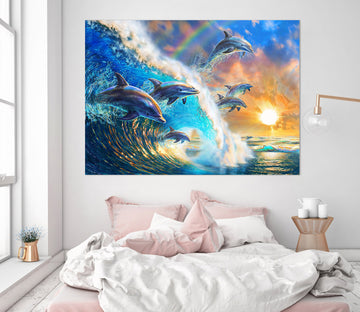 3D Dolphin Wave 019 Adrian Chesterman Wall Sticker