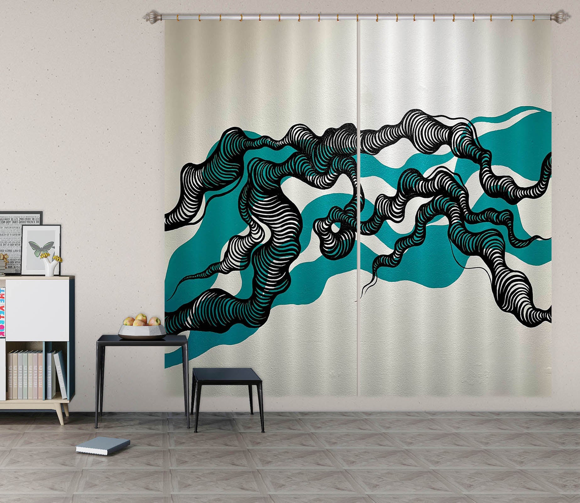 3D Black Texture 373 Jacqueline Reynoso Curtain Curtains Drapes