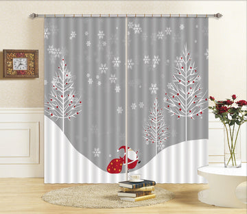 3D Snowflake Fat Old Man 61 Curtains Drapes Curtains AJ Creativity Home 