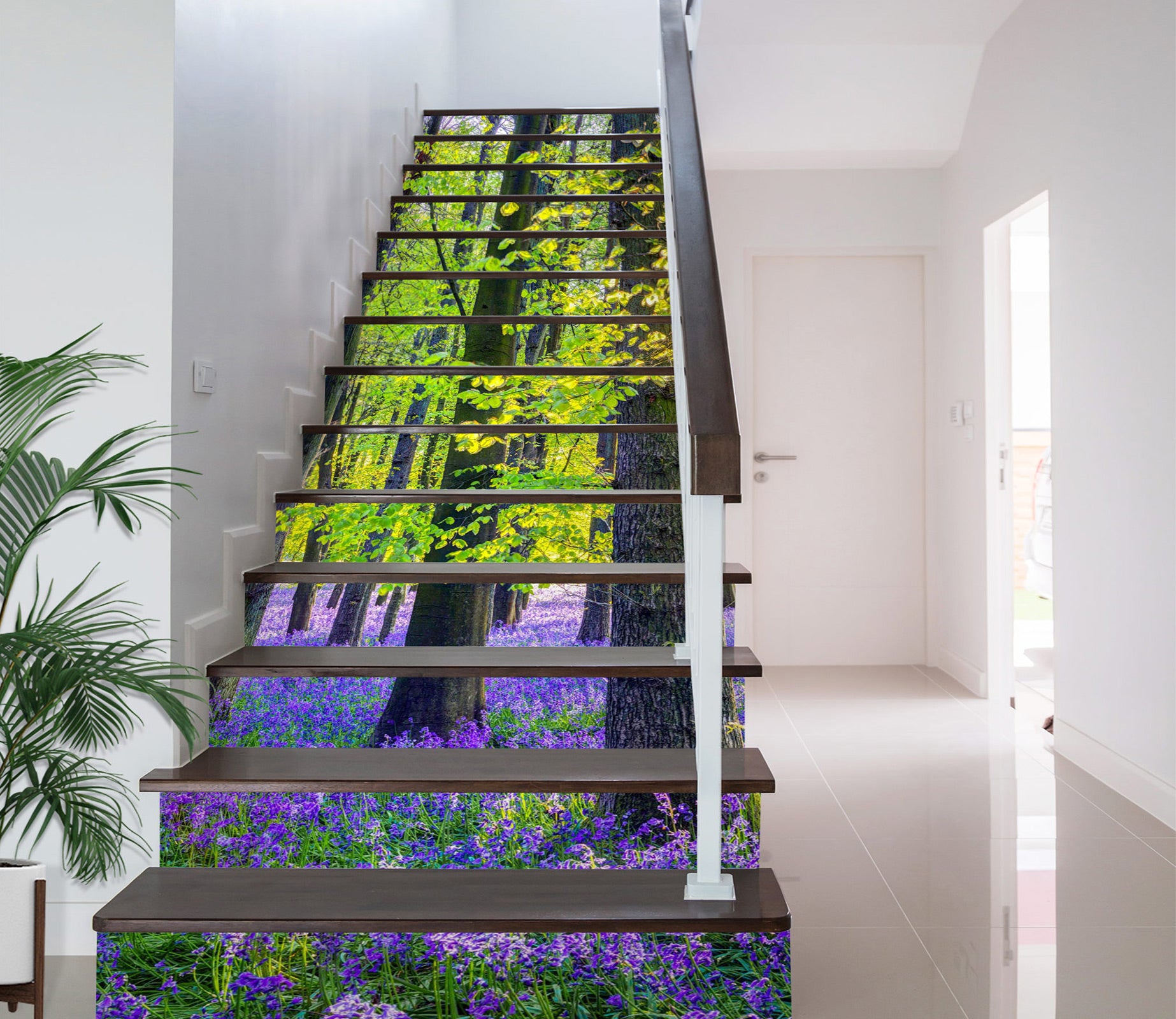 3D Purple Flowers Woods 10957 Assaf Frank Stair Risers