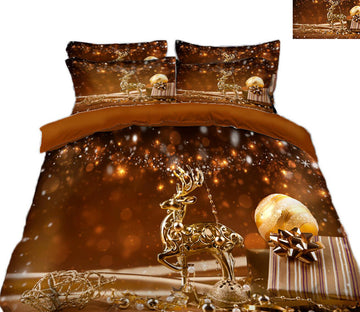 3D Golden Deer 32054 Christmas Quilt Duvet Cover Xmas Bed Pillowcases