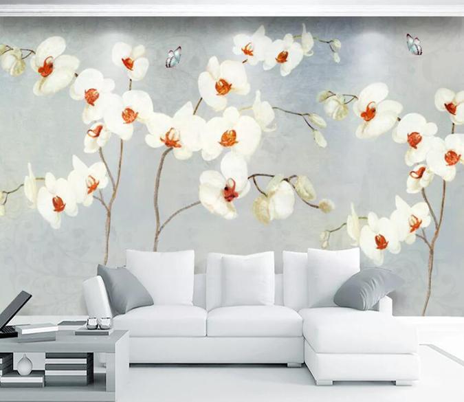 3D White Flowers 636 Wall Murals Wallpaper AJ Wallpaper 2 