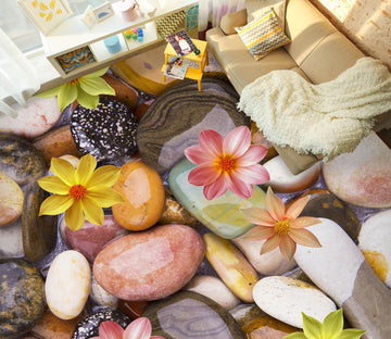 3D Colored Stones And Flowers 285 Floor Mural  Wallpaper Murals Rug & Mat Print Epoxy waterproof bath floor