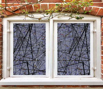 3D Black Lines 341 Window Film Print Sticker Cling Stained Glass UV Block