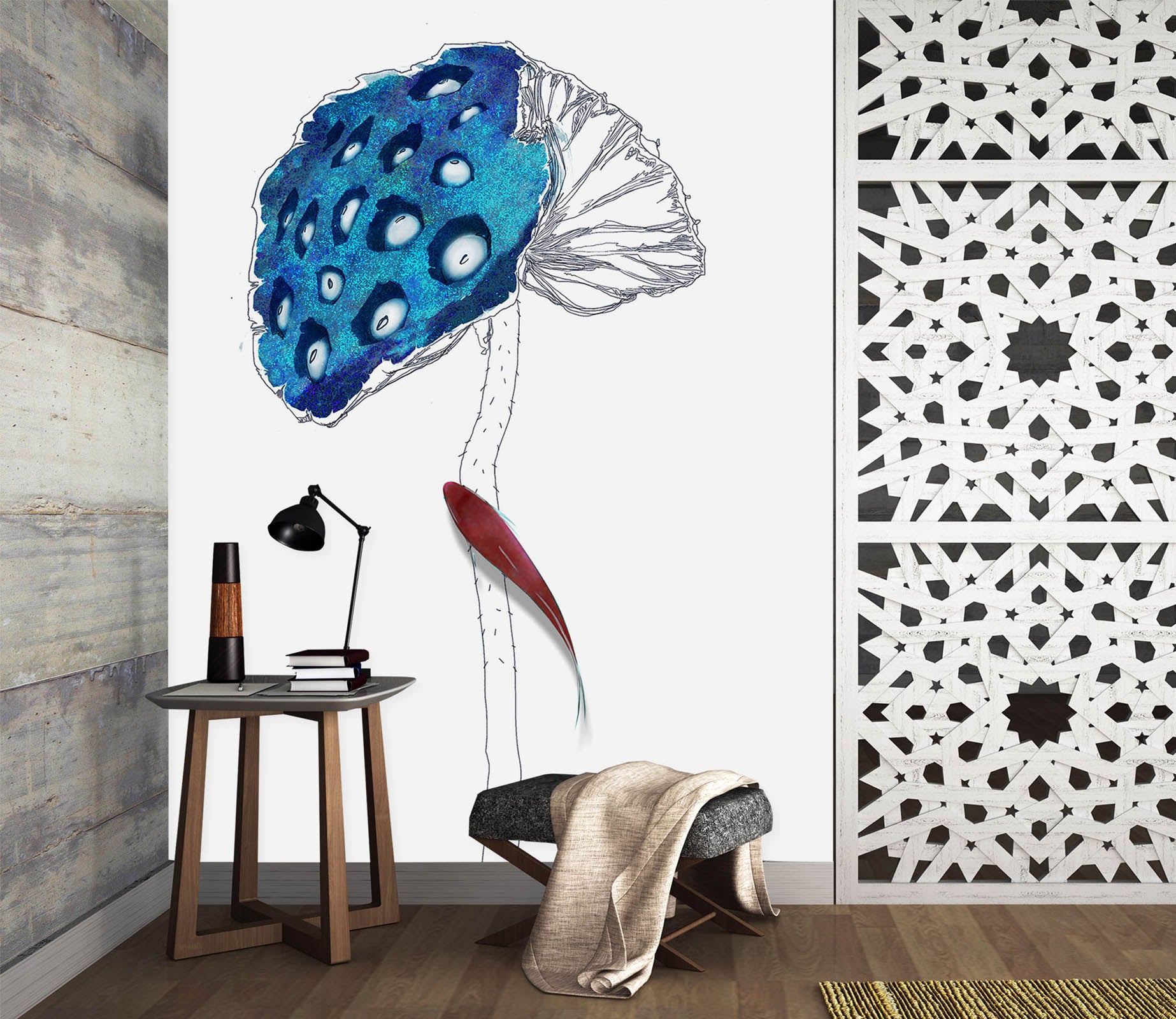 3D Blue Lotus 1818 Wall Murals