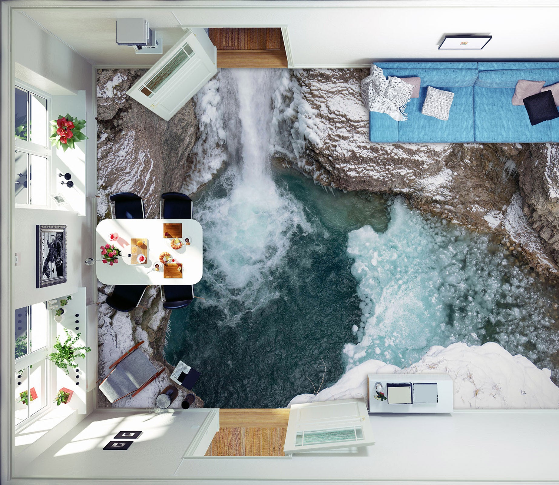 3D Flow Into The Lake 234 Floor Mural  Wallpaper Murals Rug & Mat Print Epoxy waterproof bath floor