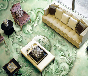 3D Green Dragon 252 Floor Mural  Wallpaper Murals Rug & Mat Print Epoxy waterproof bath floor