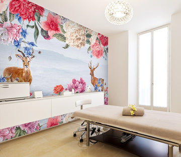 3D Painted Flower Deer 075 Wall Murals Wallpaper AJ Wallpaper 2 