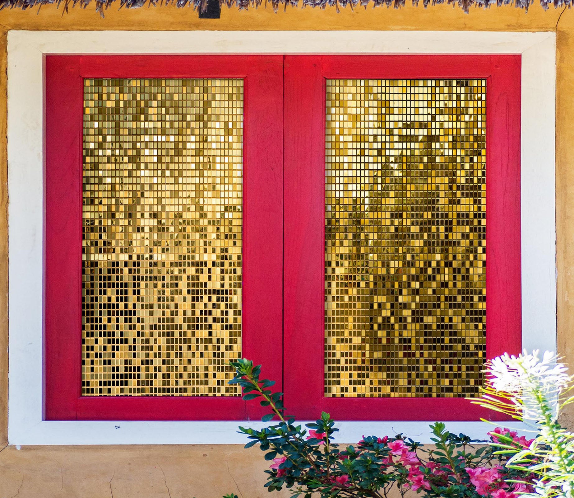 3D Golden Square 195 Window Film Print Sticker Cling Stained Glass UV Block