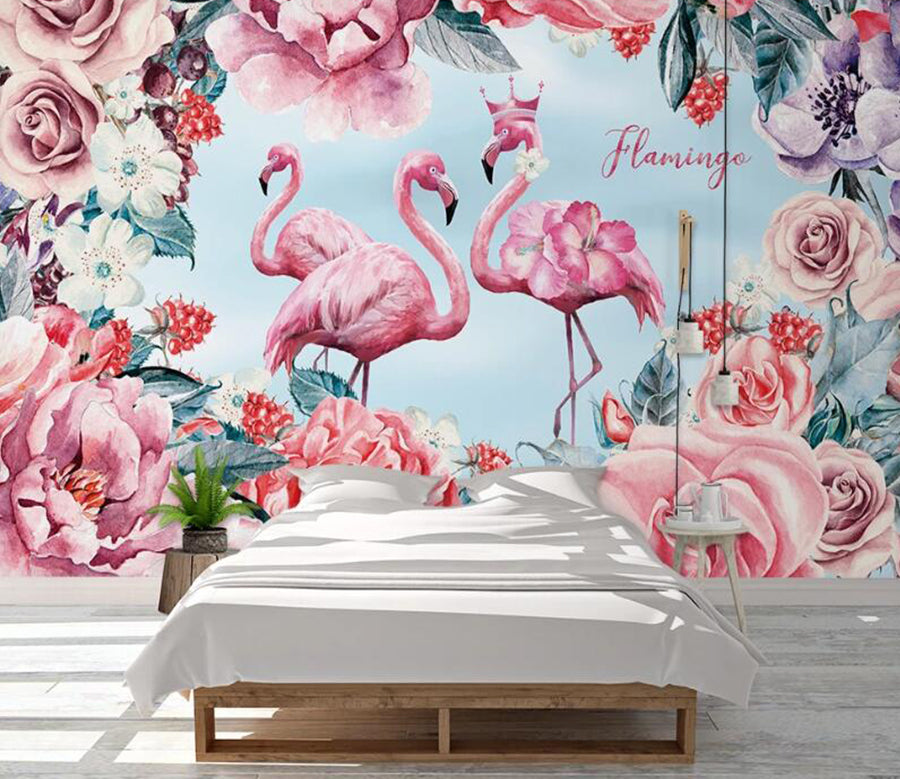 3D Queen Flamingos 1051 Wall Murals