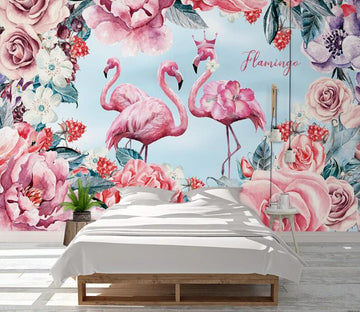 3D Queen Flamingos 1051 Wall Murals