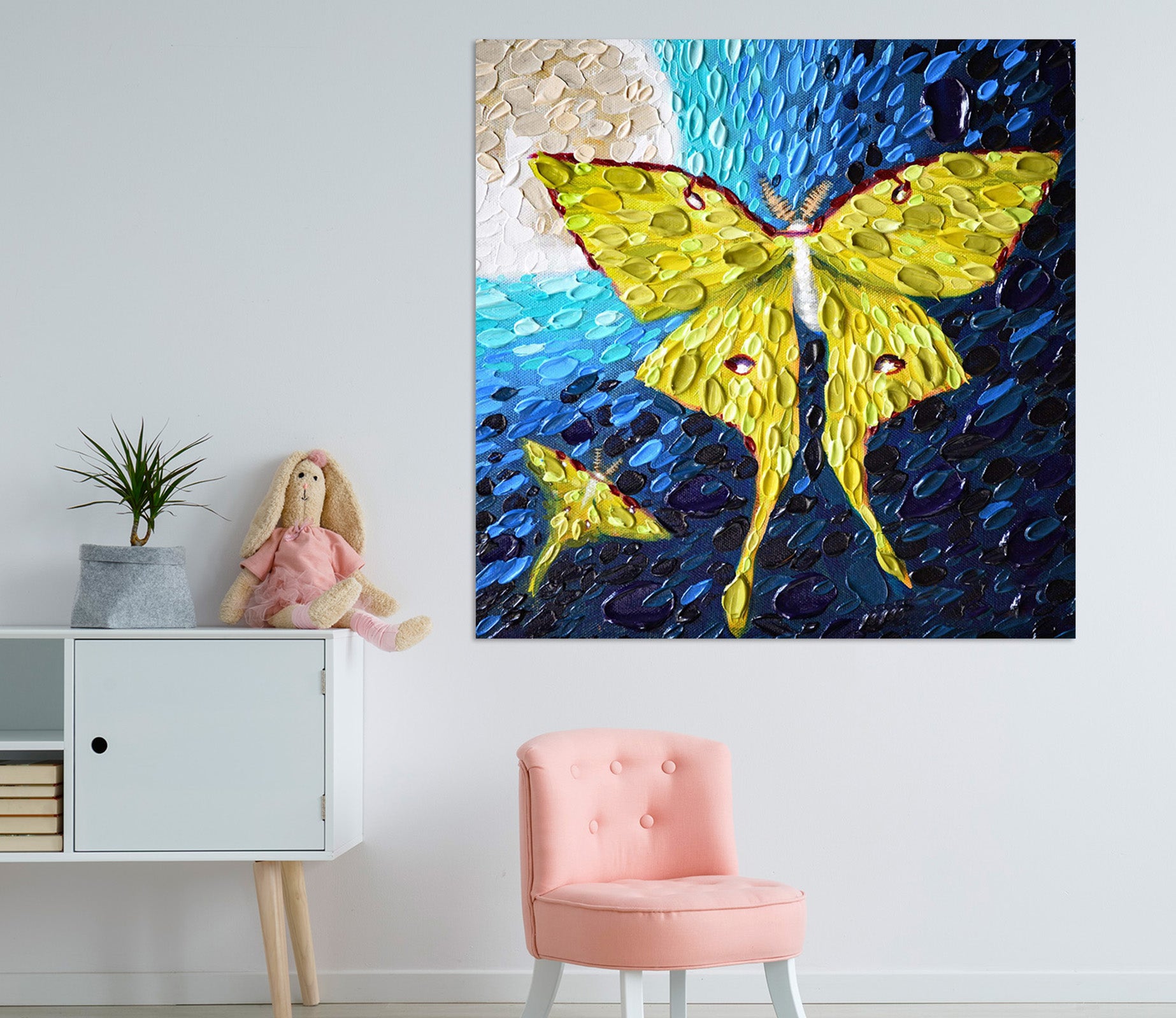 3D Yellow Butterfly 017 Dena Tollefson Wall Sticker