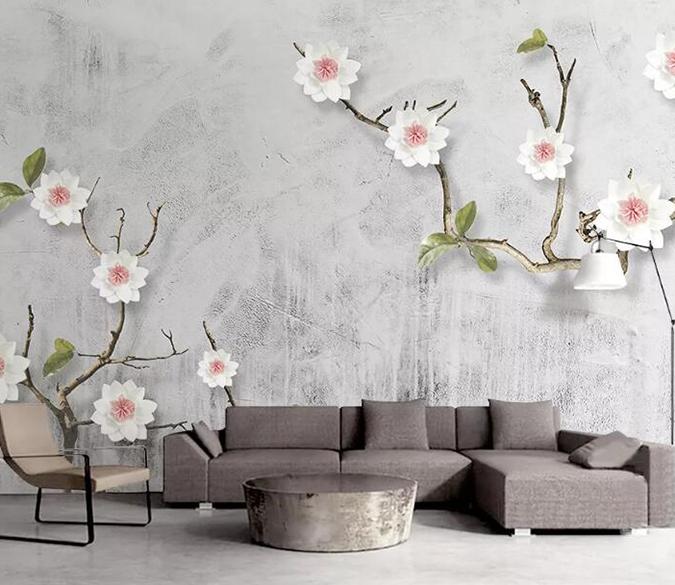 3D White Flowers 238 Wall Murals Wallpaper AJ Wallpaper 2 