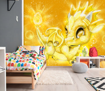 3D Yellow Crystal Dragon 8412 Sheena Pike Wall Mural Wall Murals