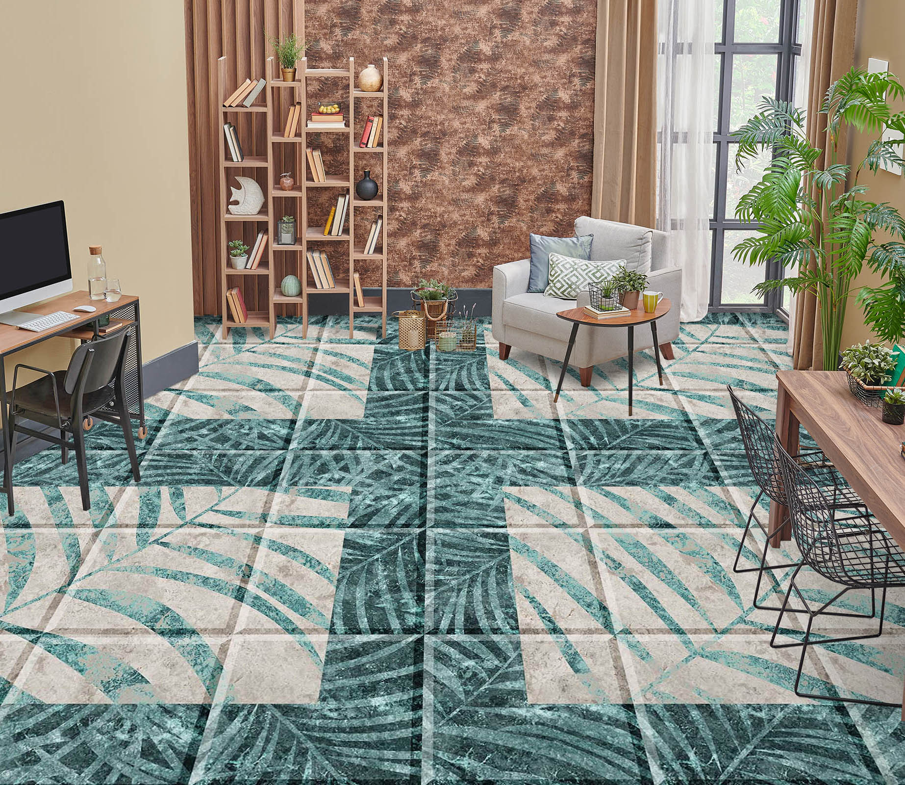 3D Leaf Art Pattern 925 Floor Mural  Wallpaper Murals Rug & Mat Print Epoxy waterproof bath floor