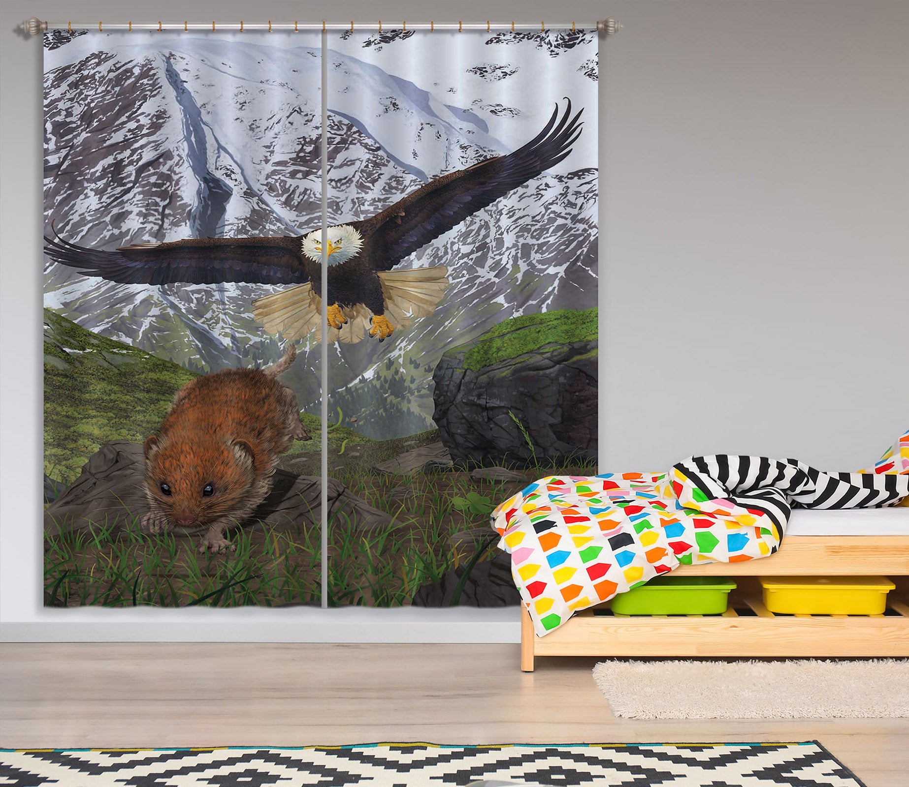 3D Eagle Flying 006 Vincent Hie Curtain Curtains Drapes