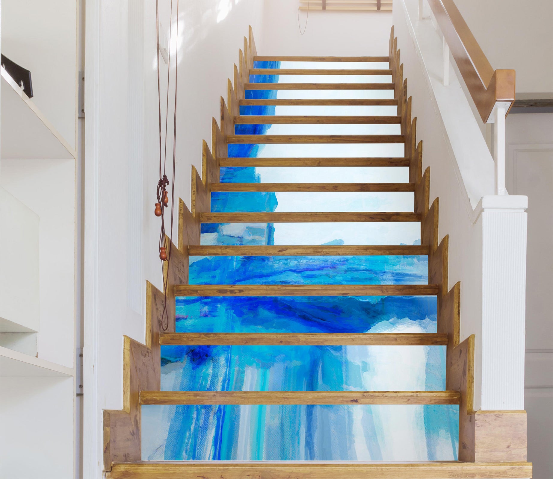 3D Blue White Pattern 9472 Michael Tienhaara Stair Risers