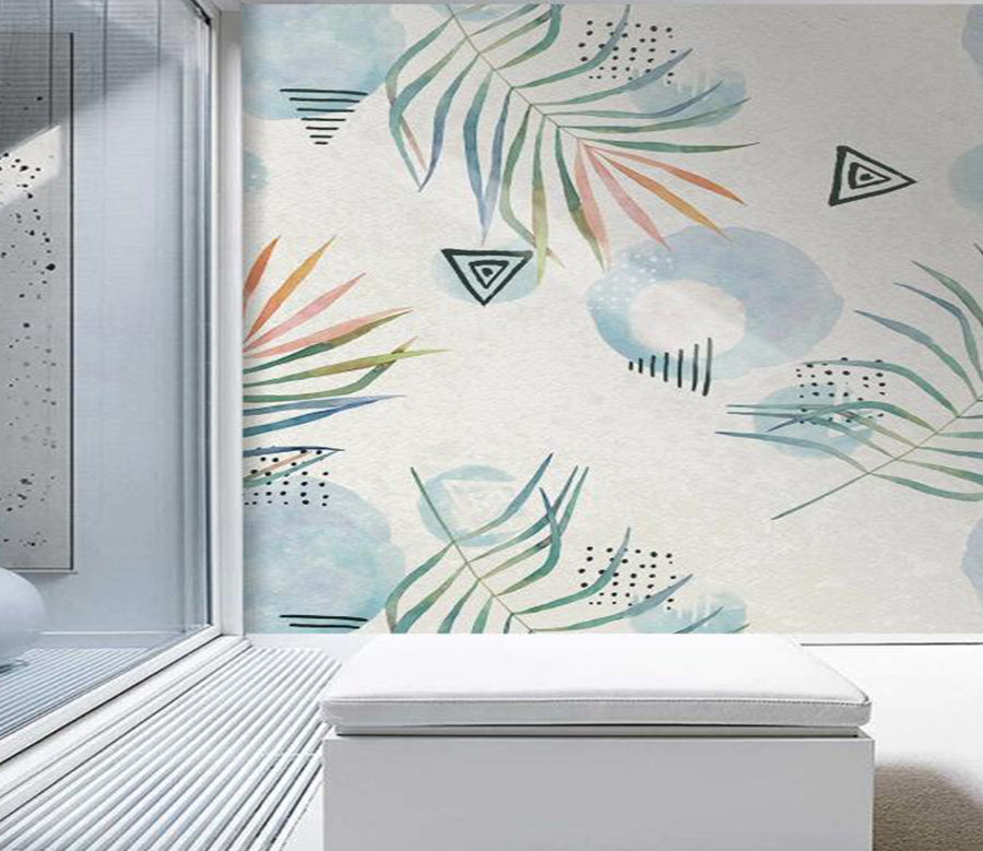 3D Green Leaf Geometry 1055 Wall Murals