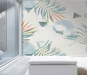 3D Green Leaf Geometry 1055 Wall Murals