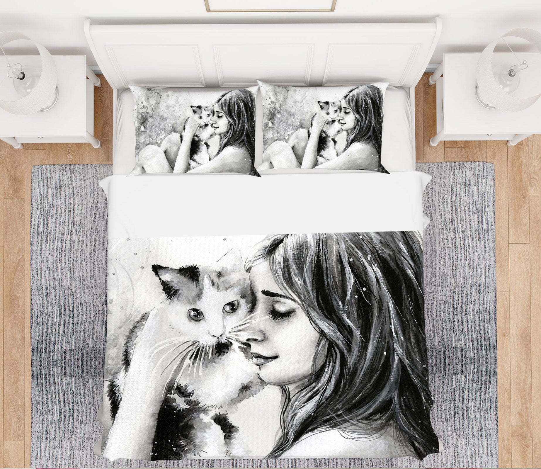 3D Kitten Woman 031 Bed Pillowcases Quilt