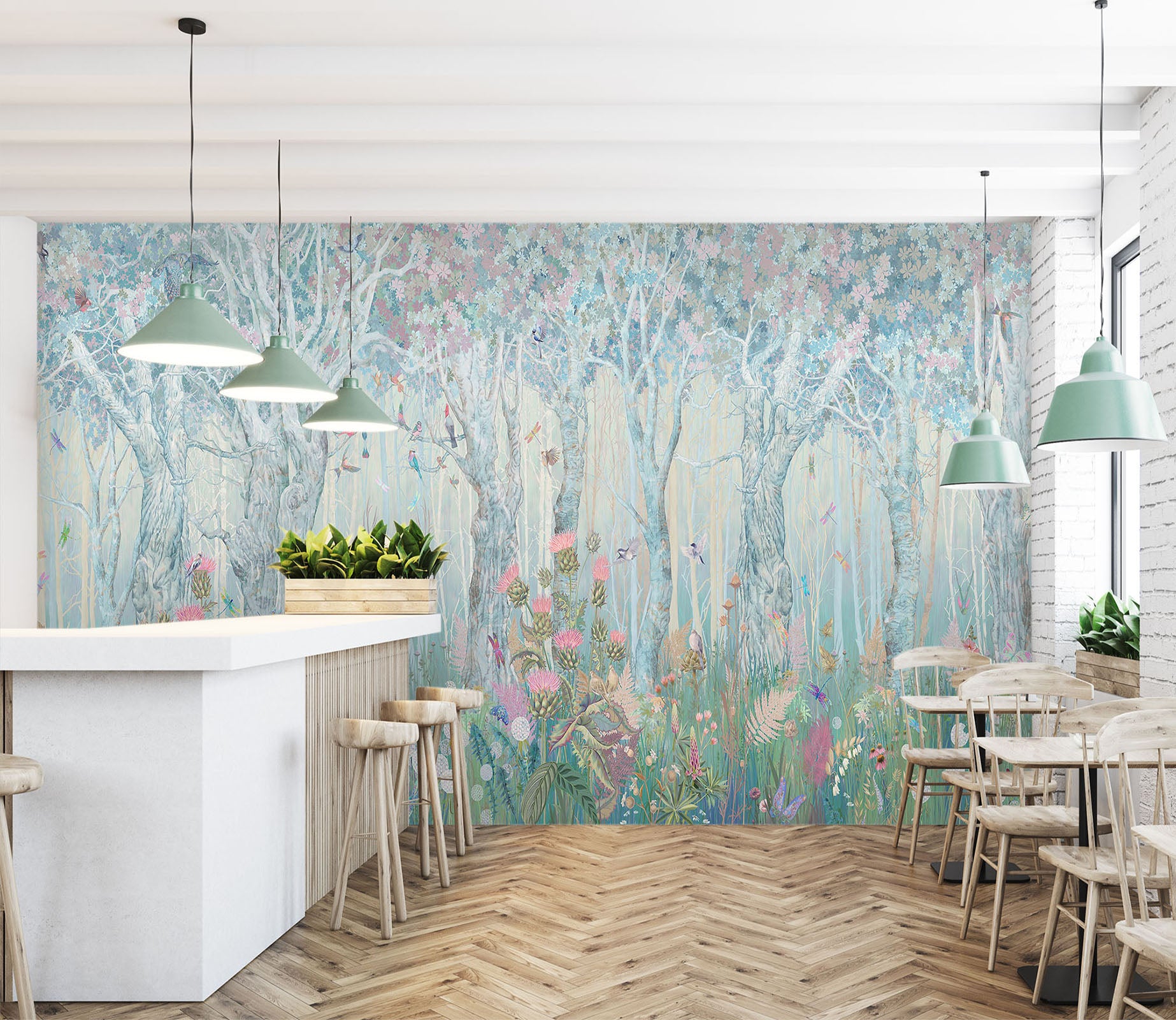 3D Forest Flower Deer 1556 Wall Murals