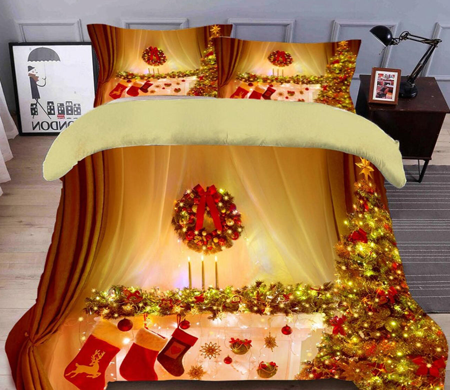 3D Tree Socks 32009 Christmas Quilt Duvet Cover Xmas Bed Pillowcases