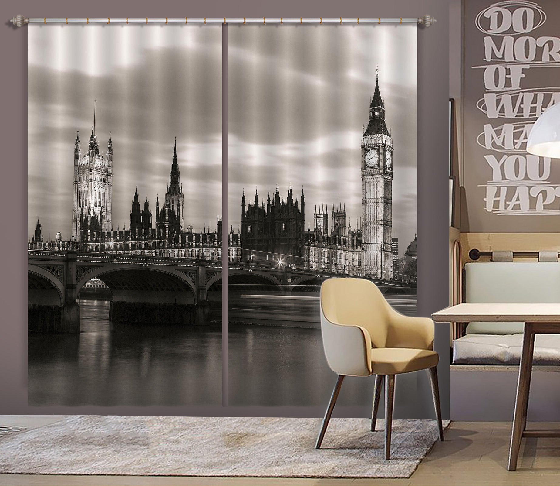 3D Bell Tower Bridge 002 Assaf Frank Curtain Curtains Drapes