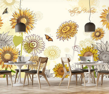 3D Beautiful Sunflower 2043 Wall Murals
