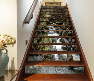 3D Deep Stone Flowing Water 548 Stair Risers
