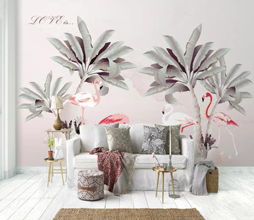 3D Flamingo Plant WC71 Wall Murals Wallpaper AJ Wallpaper 2 