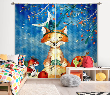 3D Moon Fox 172 Uta Naumann Curtain Curtains Drapes