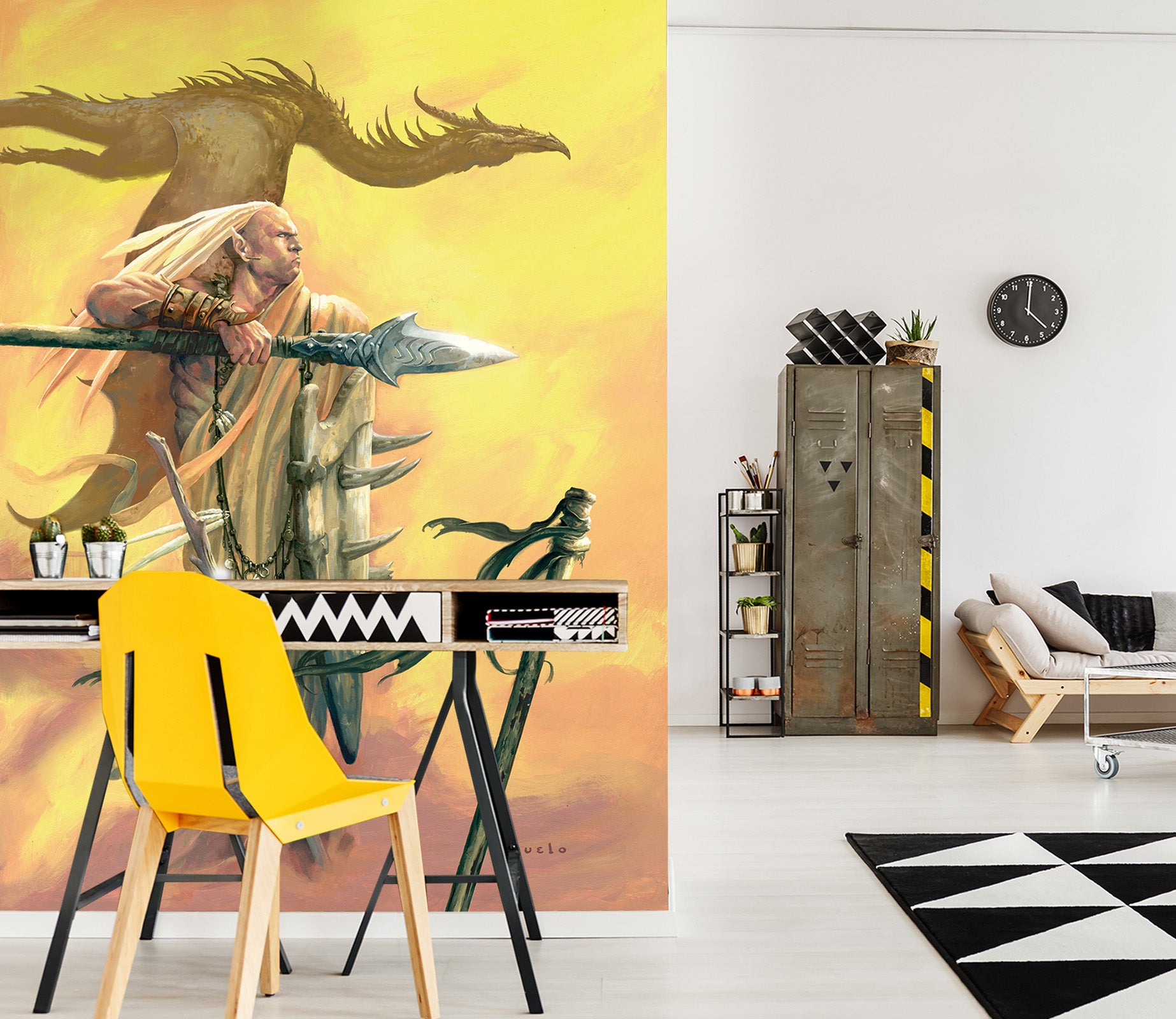 3D Long Hair Sword Dragon 7124 Ciruelo Wall Mural Wall Murals