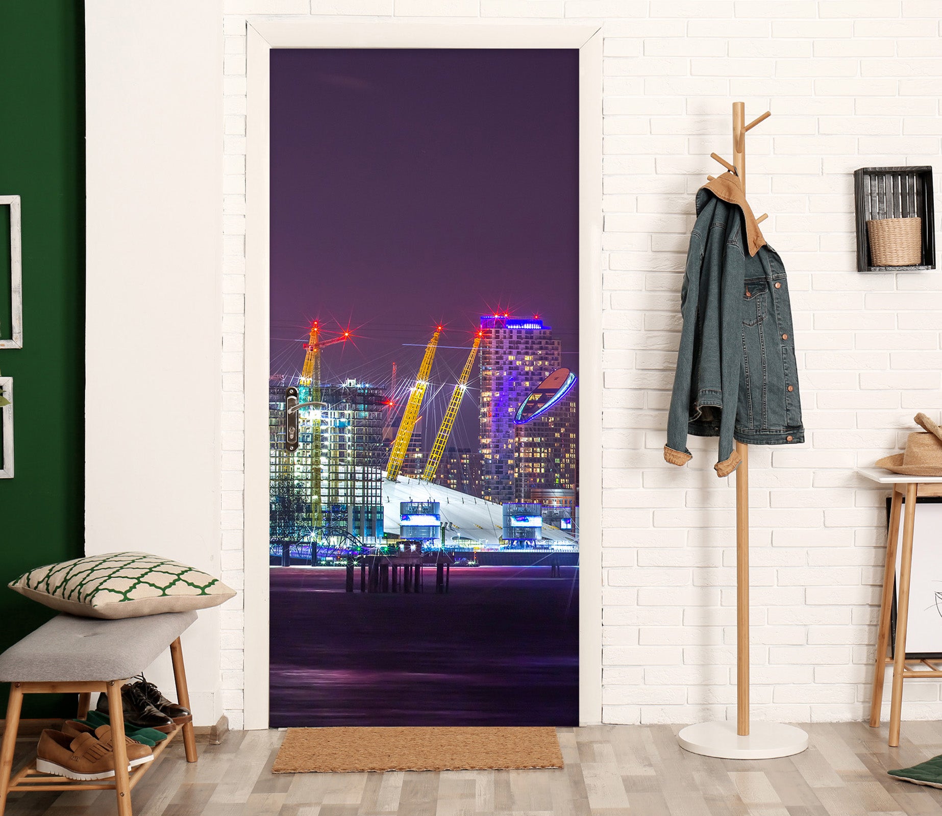 3D Night City Color Building 106154 Assaf Frank Door Mural