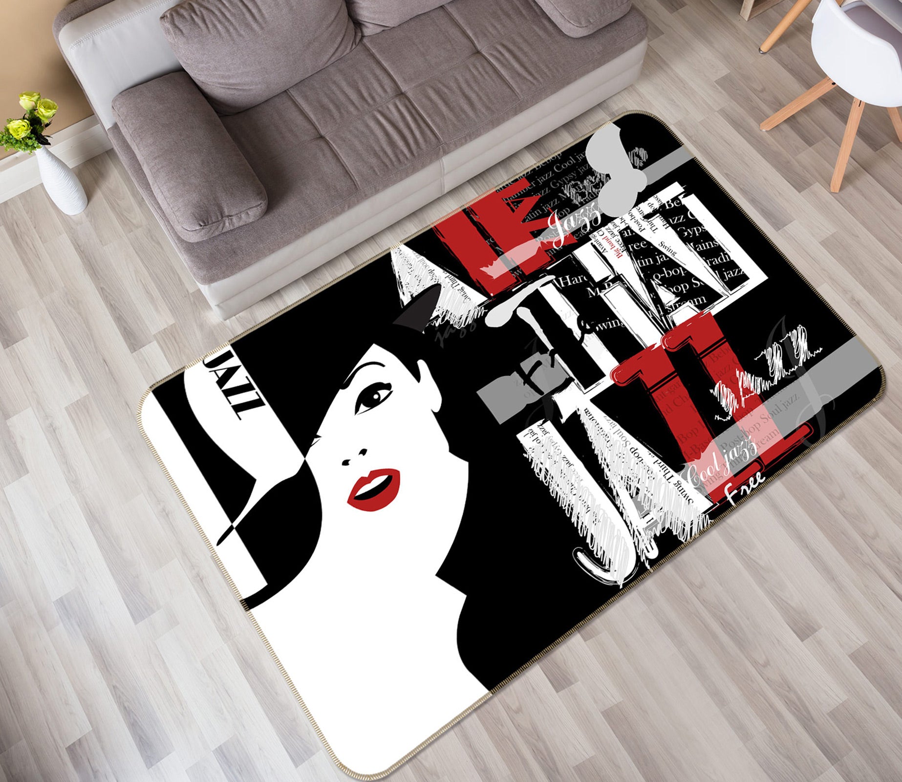 3D Hat Woman 1040 Non Slip Rug Mat