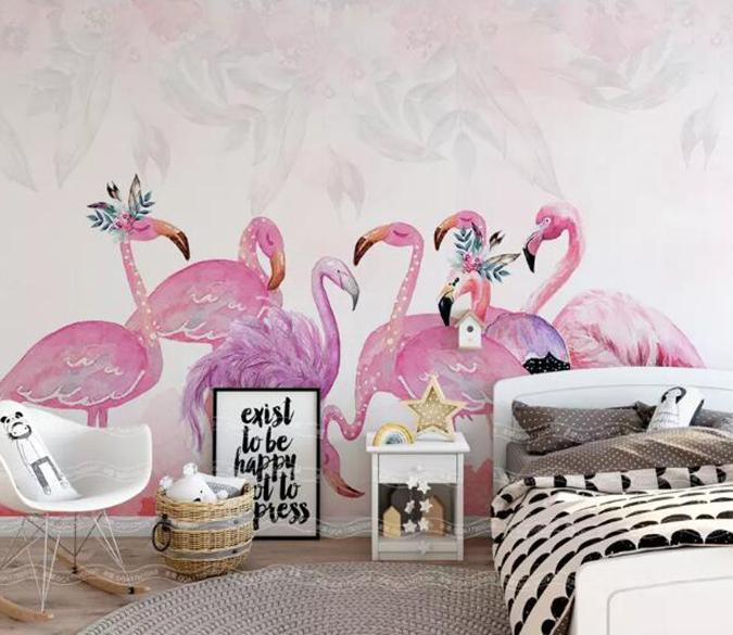 3D Pink Flamingo 558 Wall Murals Wallpaper AJ Wallpaper 2 